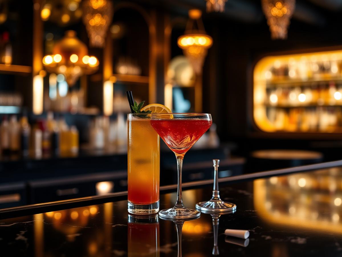 Signature cocktails on the bar at Centro Nightclub Lawrence