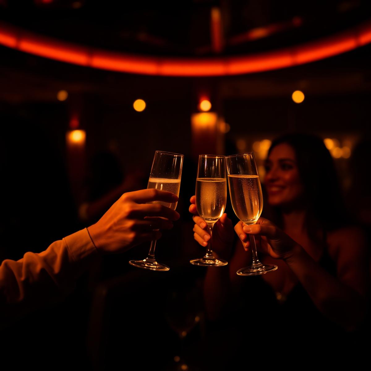 Guests toasting champagne in a VIP booth at Centro Nightclub