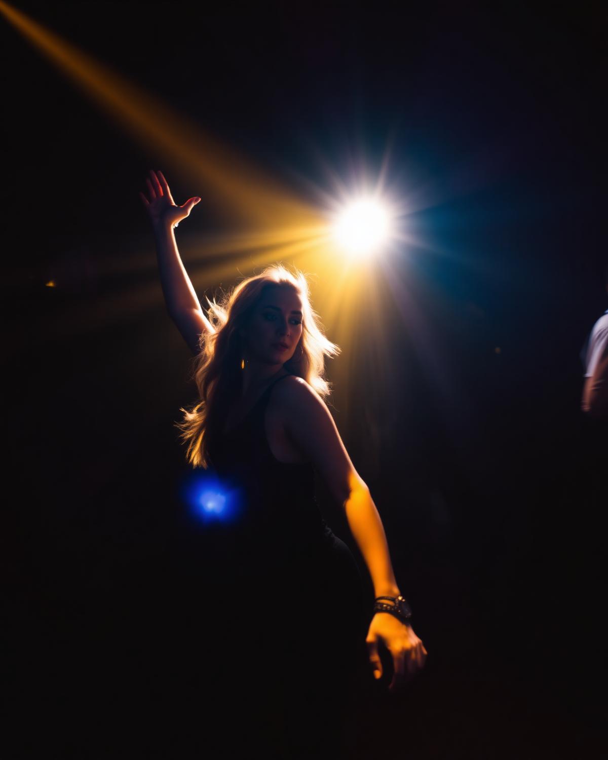 Guest dancing under a golden spotlight at Centro Nightclub